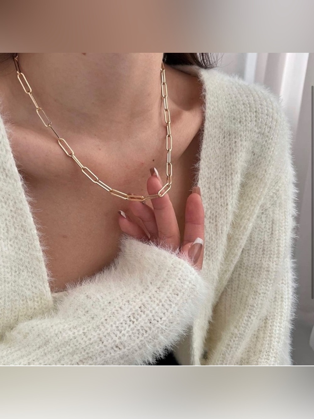 14k Gold Plated Paperclip Chain Necklace - Picture 2 of 3